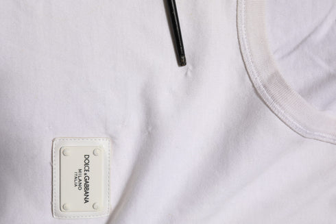 Dolce & Gabbana White Cotton Logo Patch Crew Neck Men T-shirt